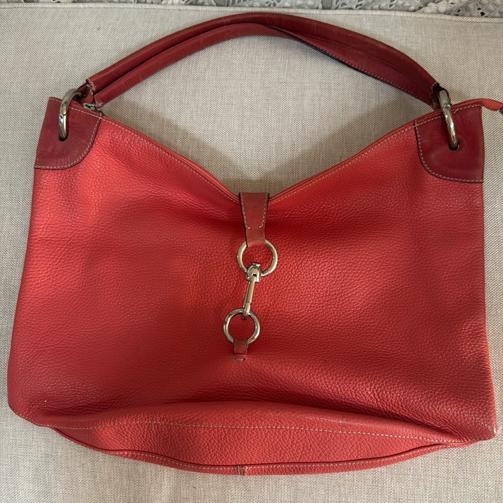 PUNTOTRES purse 👛 shoulder leather bag coral red made in SPAIN